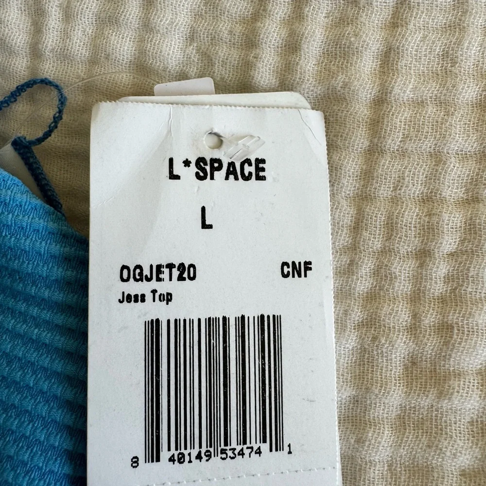L*Space Jess Oceanside Blue Bikini Top Size L NWT Designer Swimwear